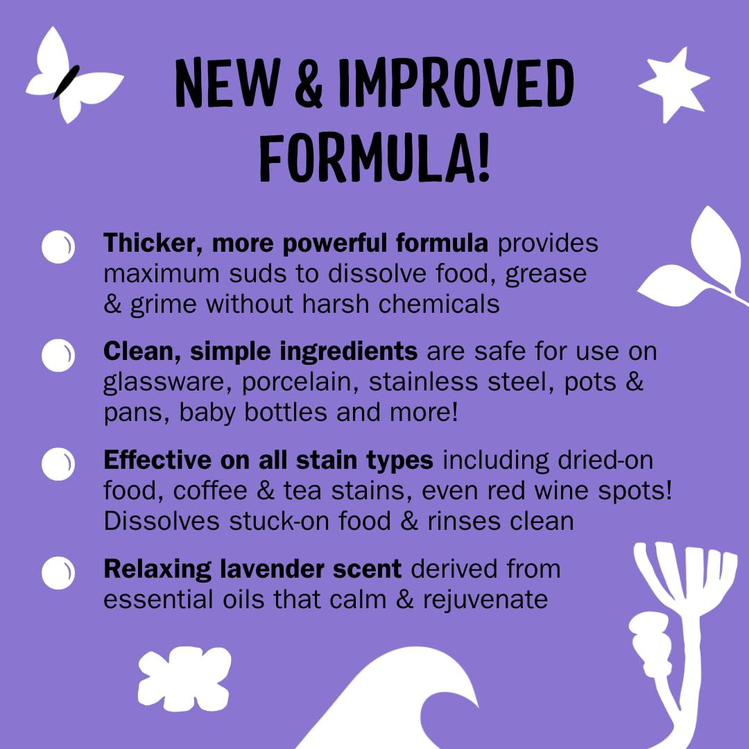 Molly's Suds Lavender suds highlighting effective cleaning with a mild formula.