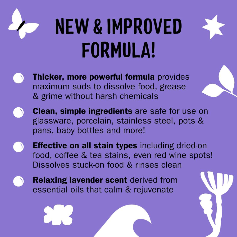 Molly's Suds Lavender suds highlighting effective cleaning with a mild formula.