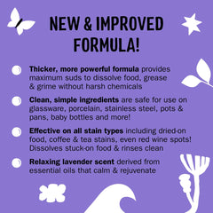 Molly's Suds Lavender suds highlighting effective cleaning with a mild formula.