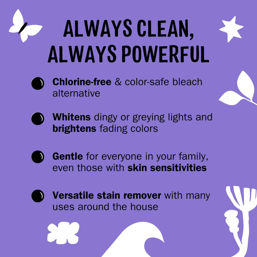 Molly's Suds Oxygen Whitener packaging front highlights lavender scent and plant-based formula