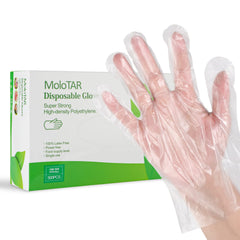 MoloTAR disposable gloves in a 500-piece packaging for bulk convenience.