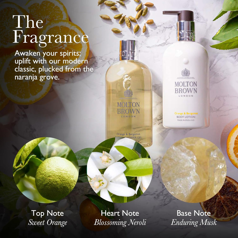 Molton Brown orange-bergamot hand wash label closeup emphasizing vegan, cruelty-free ingredients.