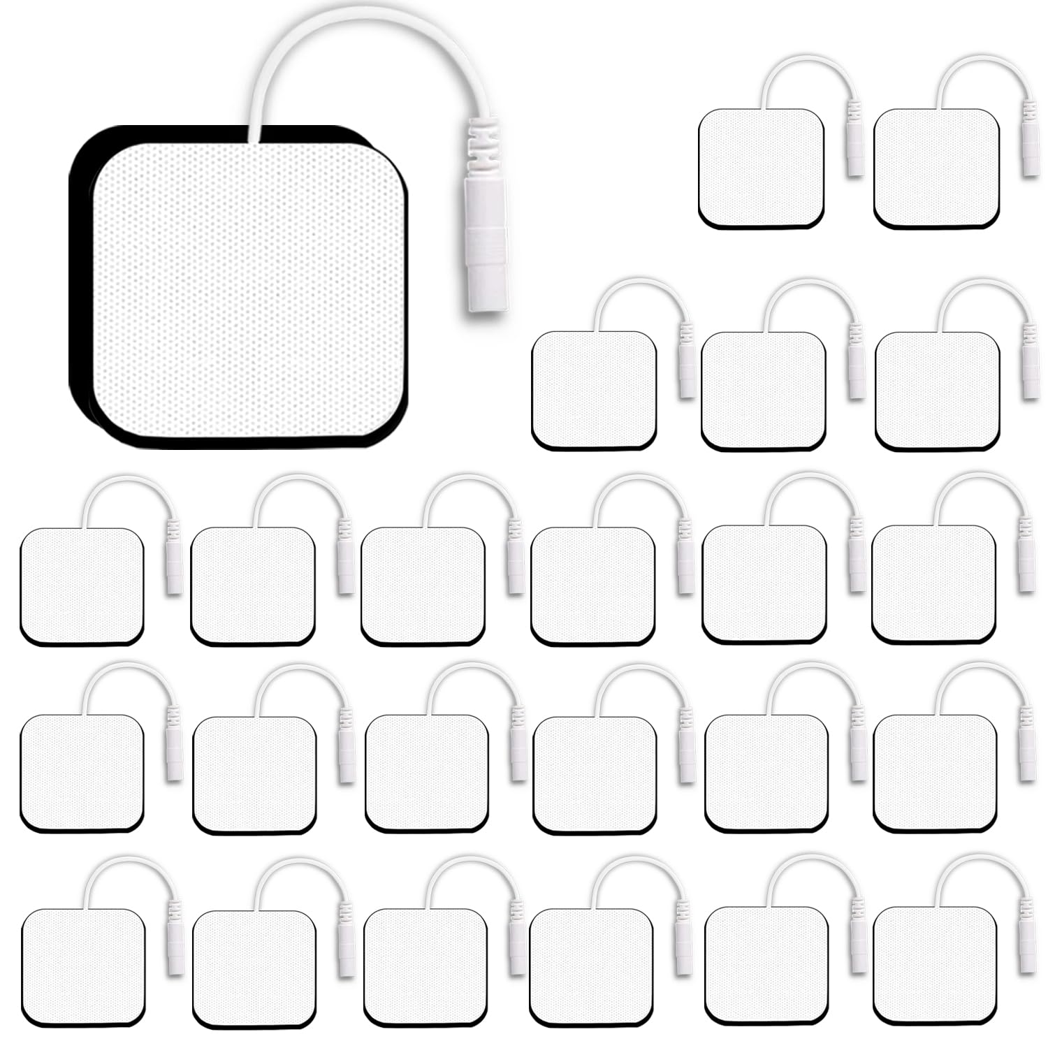 Molufeibe SM Electrodes 24PCS pads 2x2 ready for reusable TENS sessions.