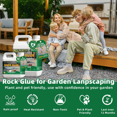 MOLYLY Rock Glue sprayed onto mulch shows quick-set stabilization.