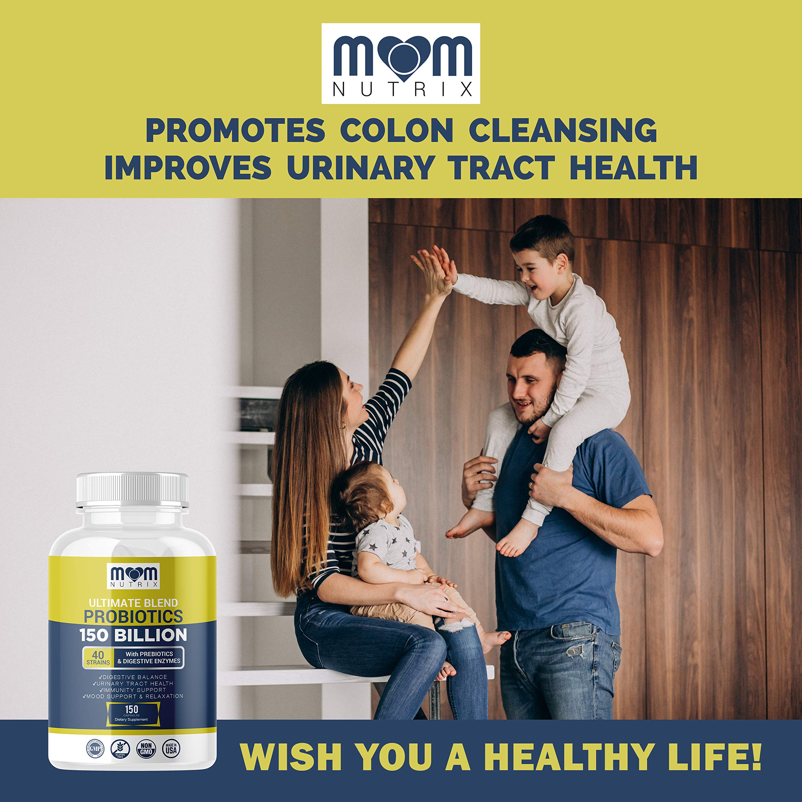 Made in USA MOM NUTRIX probiotics with GMP and ISO quality assurances.