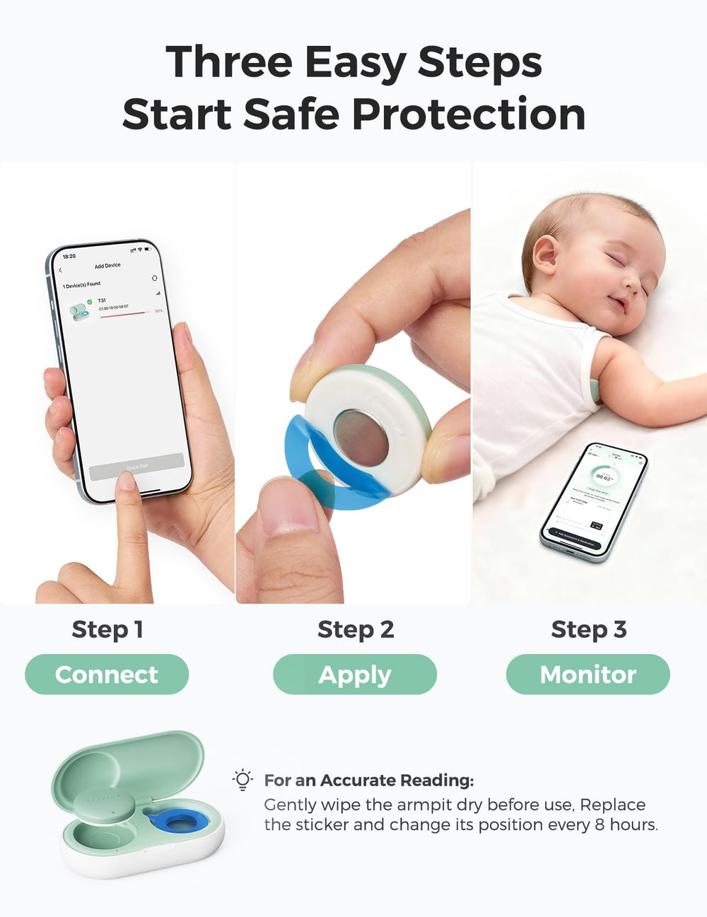Momcozy 180-hour battery life supports long, worry-free monitoring.