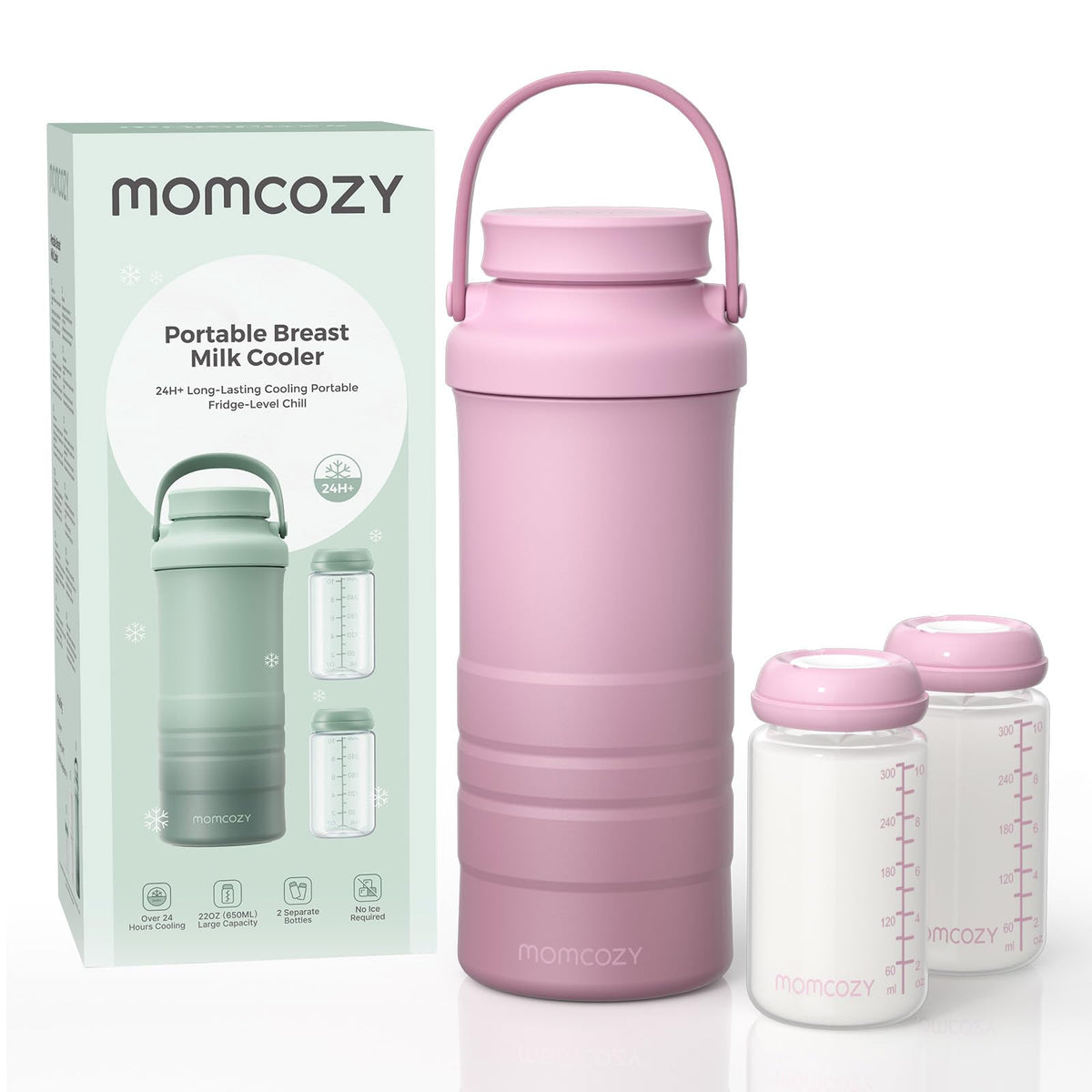 Momcozy 22oz breast milk cooler for outdoor use keeps milk cold and portable.
