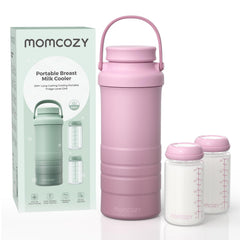 Momcozy 22oz breast milk cooler for outdoor use keeps milk cold and portable.