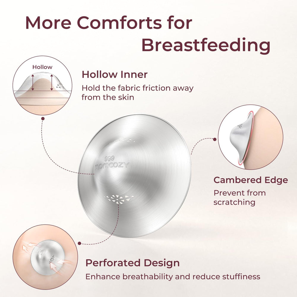 Momcozy 999 silver nipple cover ergon-curve fit for natural contours.