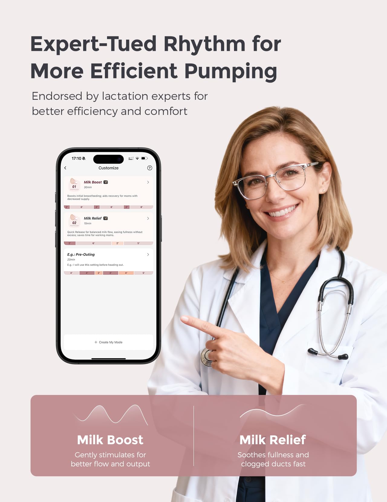 Momcozy app control personalizes pumping with real-time milk tracking.