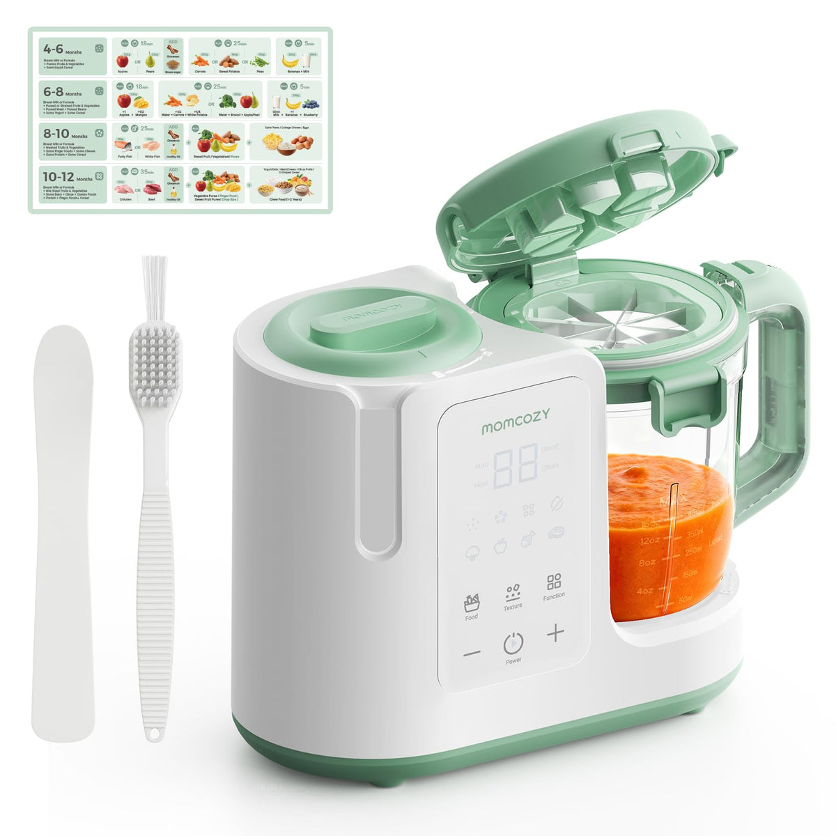 Momcozy AutoMeal on the counter demonstrates quick, convenient baby meals.