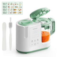 Momcozy AutoMeal on the counter demonstrates quick, convenient baby meals.