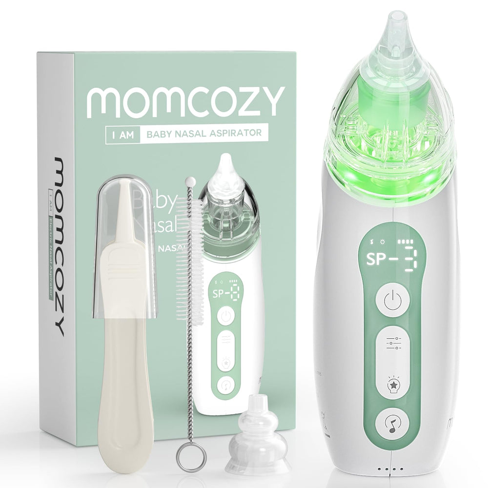 Momcozy baby nasal aspirator front view for quick cleaning.
