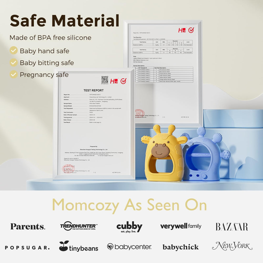 Momcozy teether pink packaging may vary, but quality remains high.