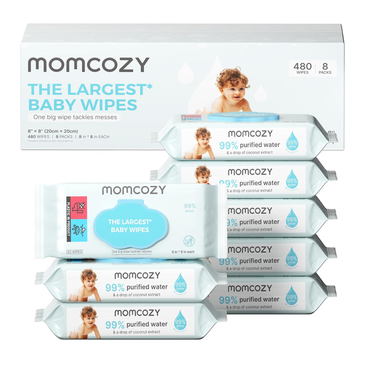 Momcozy baby wipes extra-large front view for quick cleanups