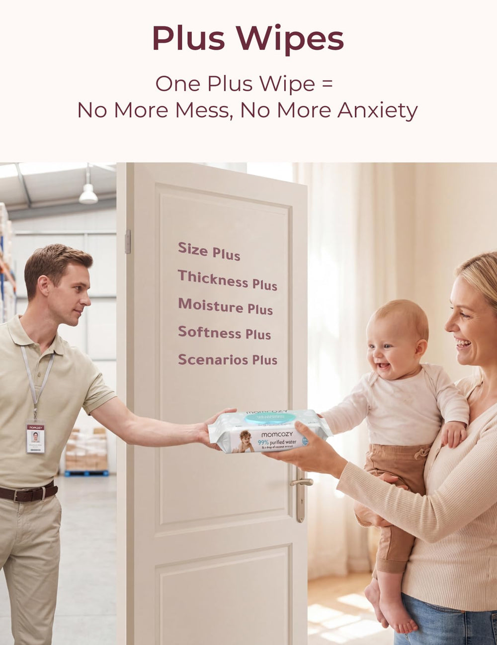 Momcozy wipes with pop-up lid design ensure easy reseal and freshness.