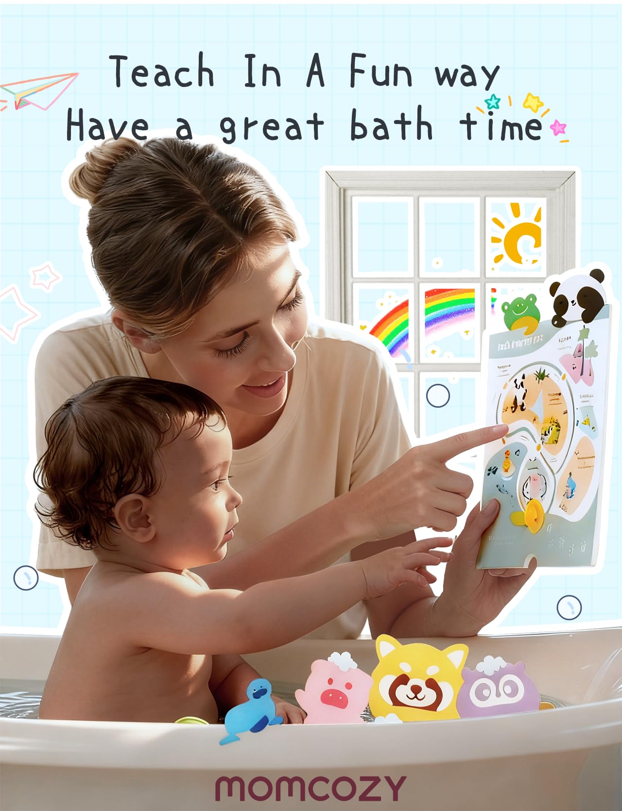 Momcozy bath bombs release calming scents and gentle fizz.