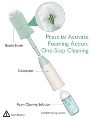 Momcozy silicone bristle brush head for scratch-free bottle cleaning.