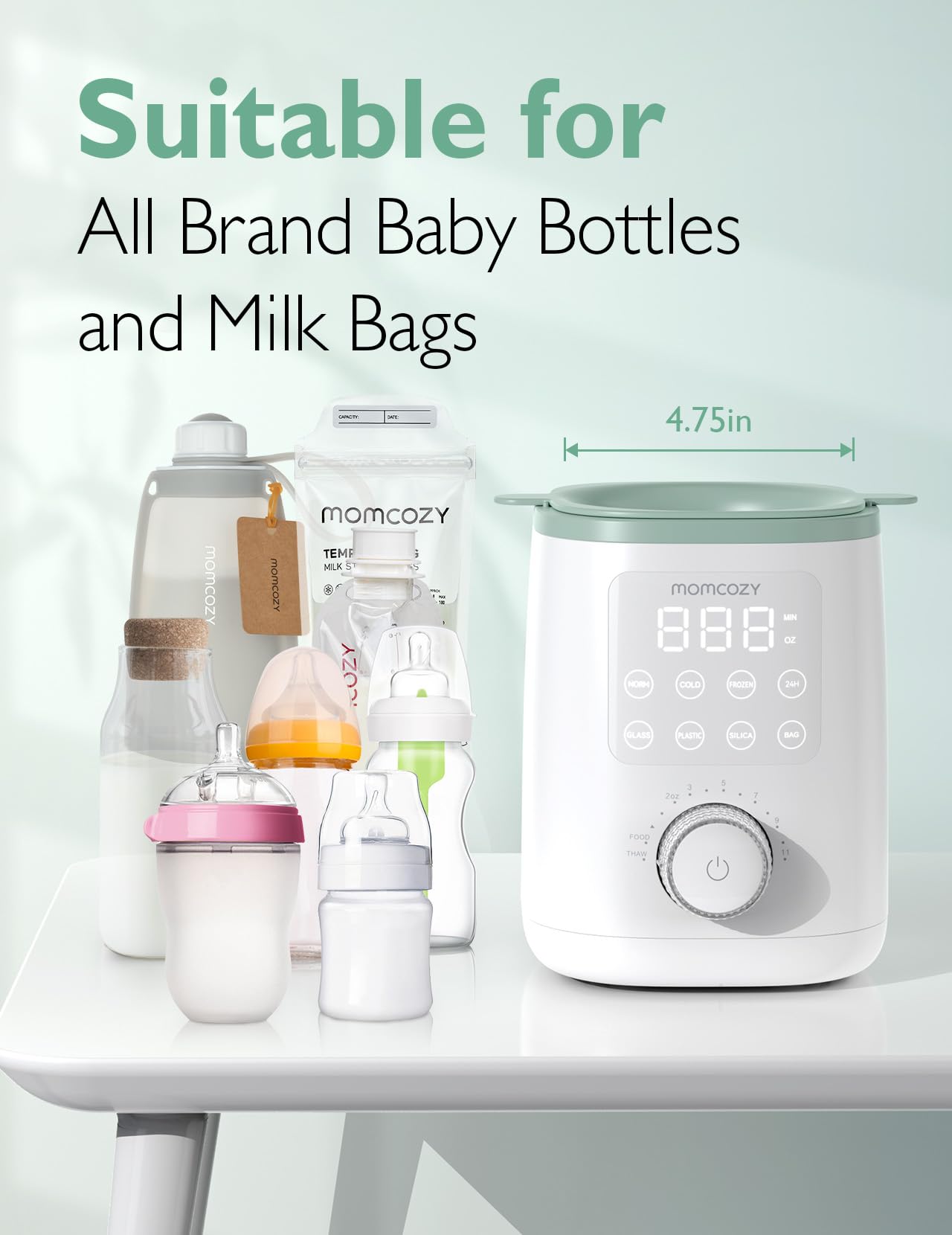 Momcozy warmer compatible with most bottles and bags