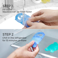 Momcozy BPA-free silicone teether keeps chewing safe for babies.