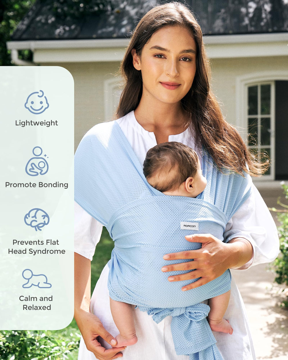 Momcozy breastfeeding privacy shield supports discreet nursing while wearing.