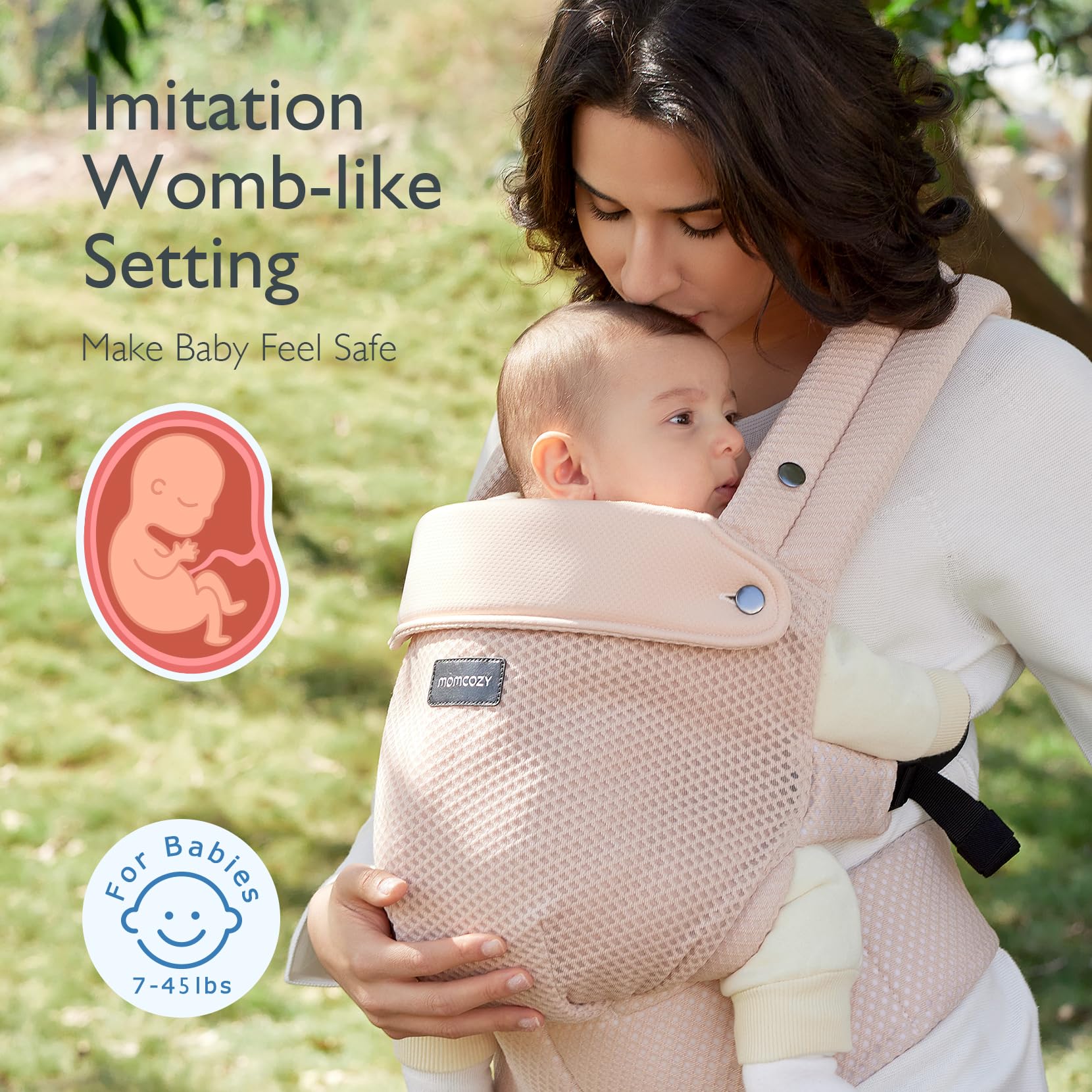 EVA waist support in Momcozy carrier reduces back strain