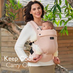 Three adjustable sizes of Momcozy carrier for newborn to toddler growth