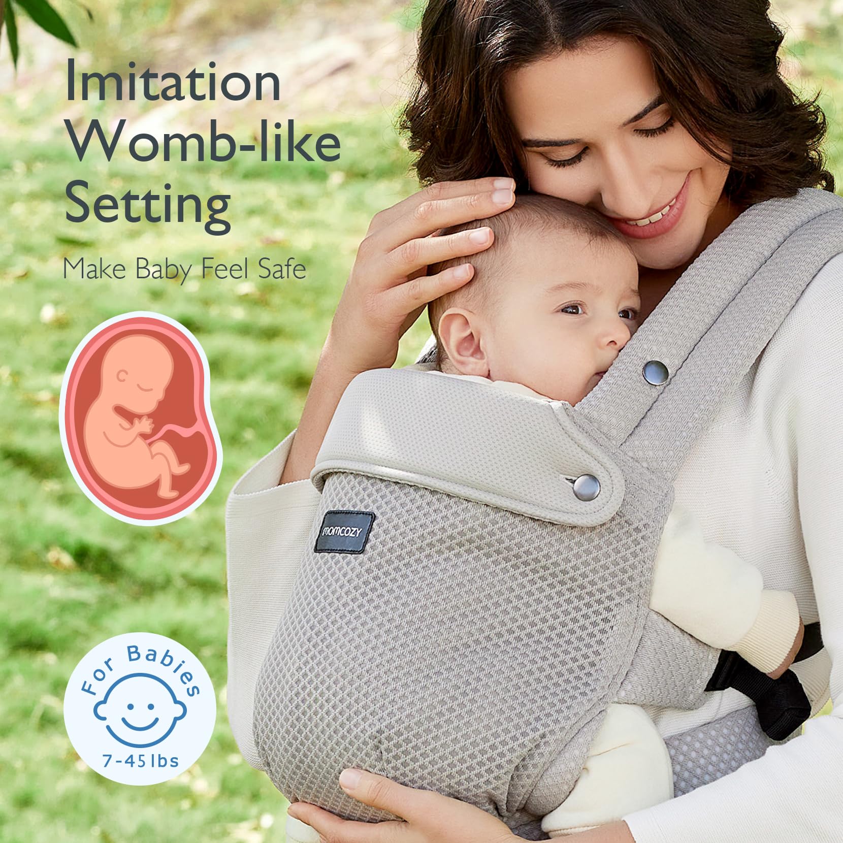 Momcozy breathable mesh carrier padded straps for secure fit