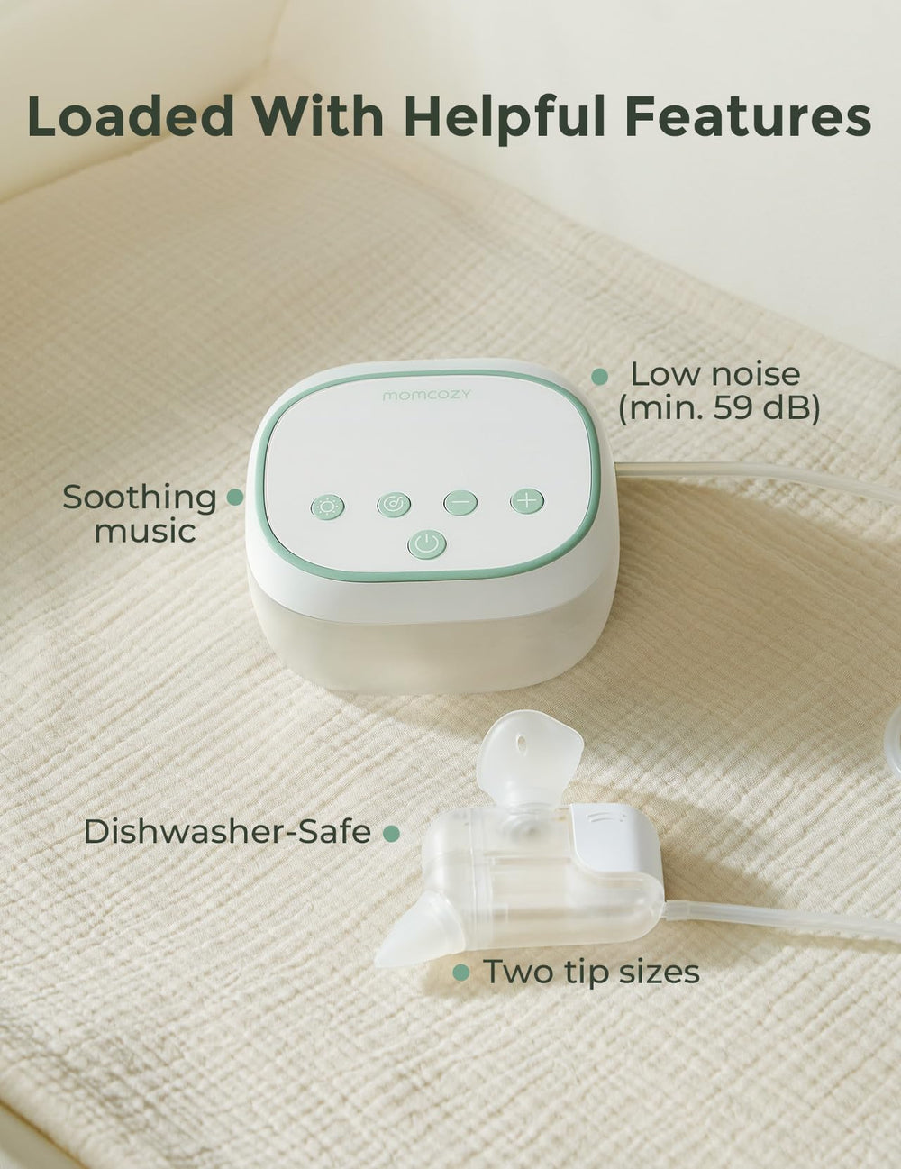 Momcozy BreezyClear Pro dishwasher-safe parts and included cleaning kit