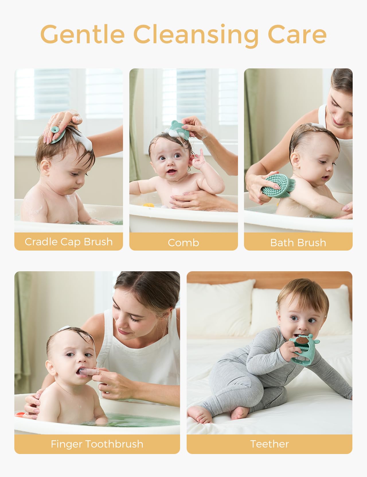 Momcozy Elite Kit bath brush for gentle cleansing during bath time