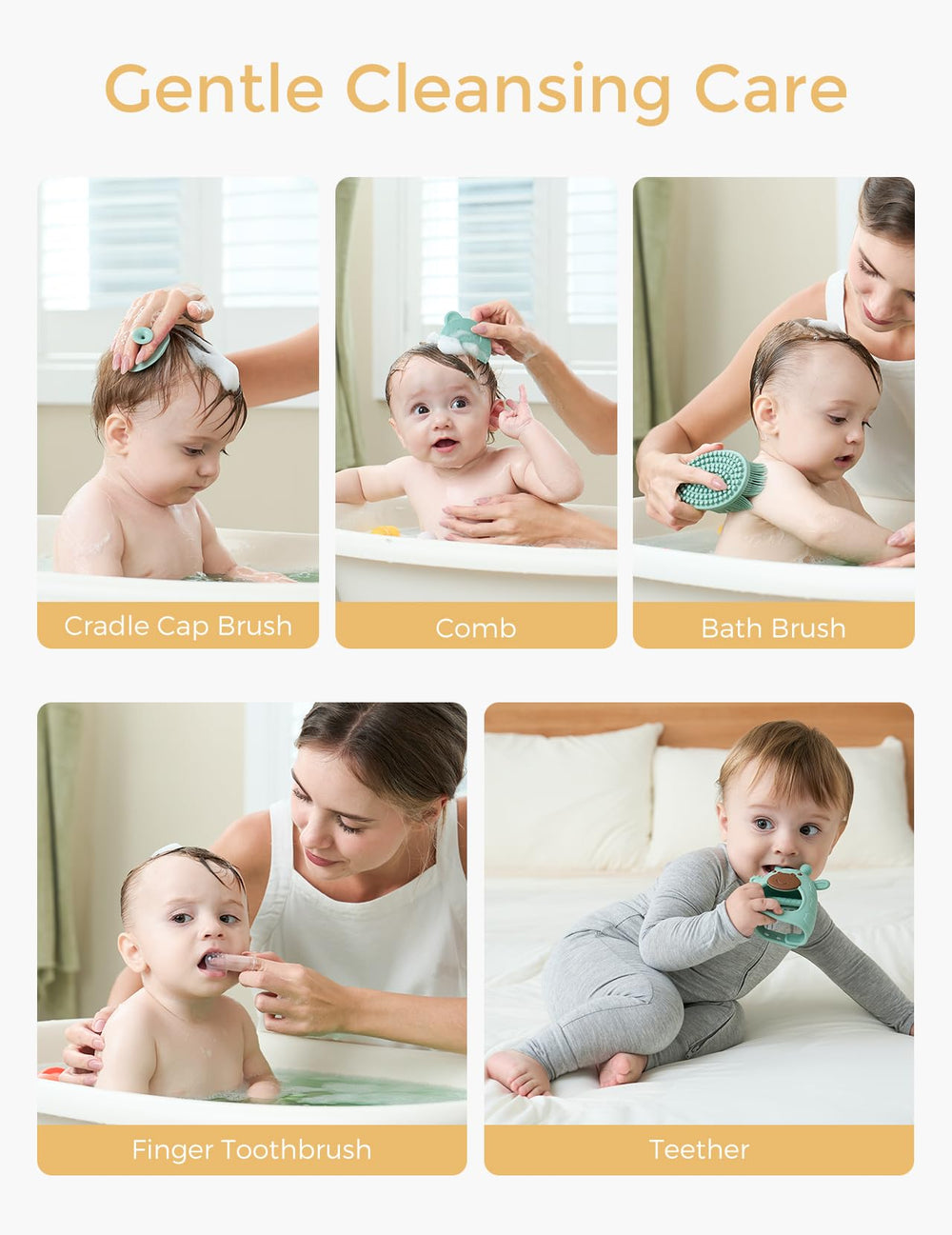 Momcozy Elite Kit bath brush for gentle cleansing during bath time