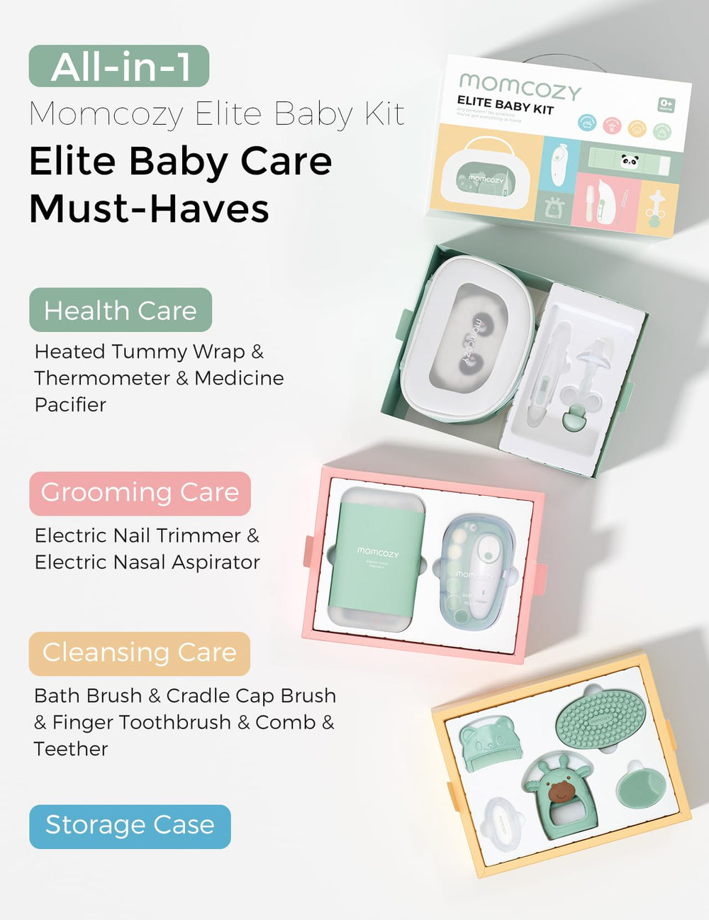 Momcozy Elite Kit heated tummy wrap offering soothing warmth for baby comfort