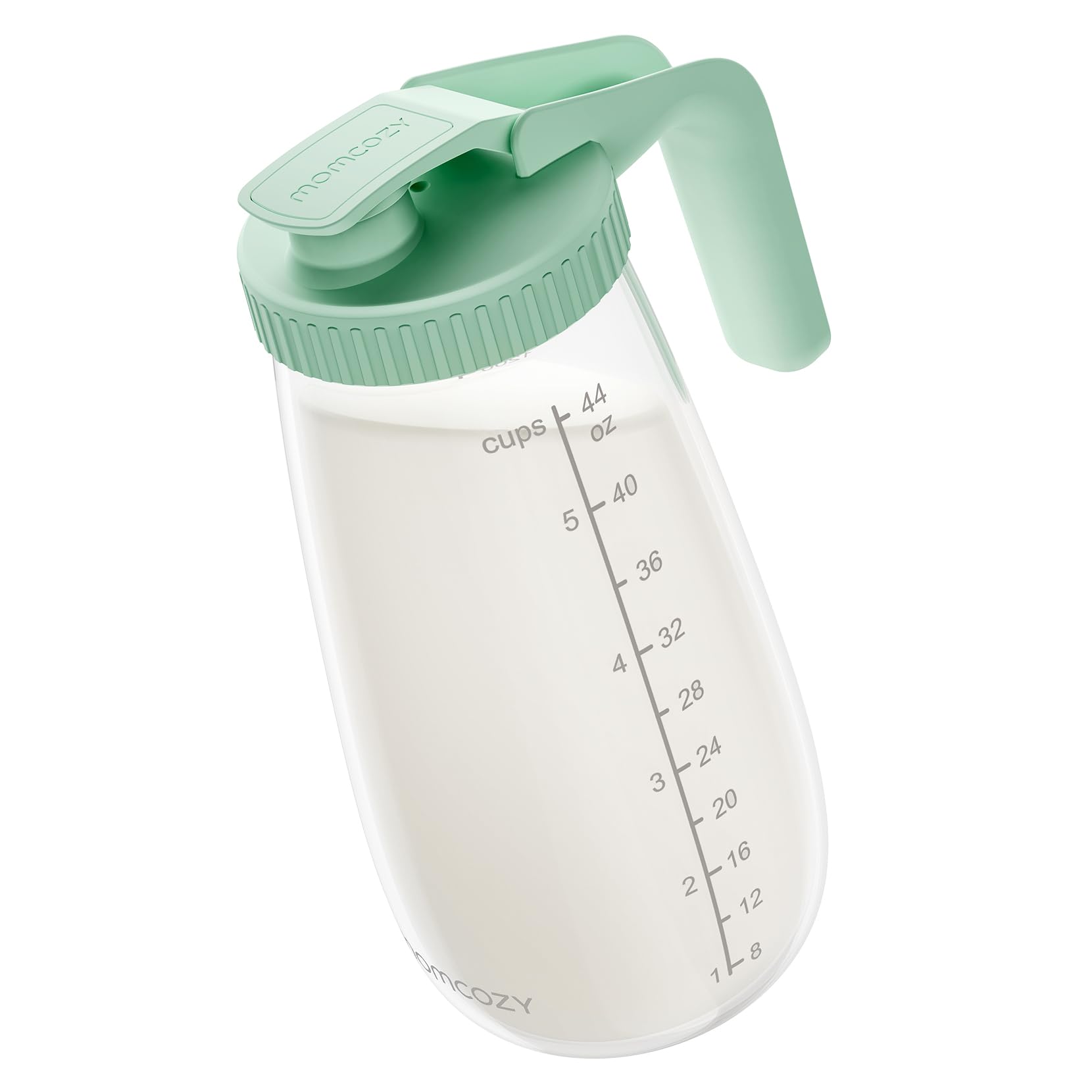 Momcozy Glass Breast Milk Pitcher 48oz with wide mouth for easy pouring and storage
