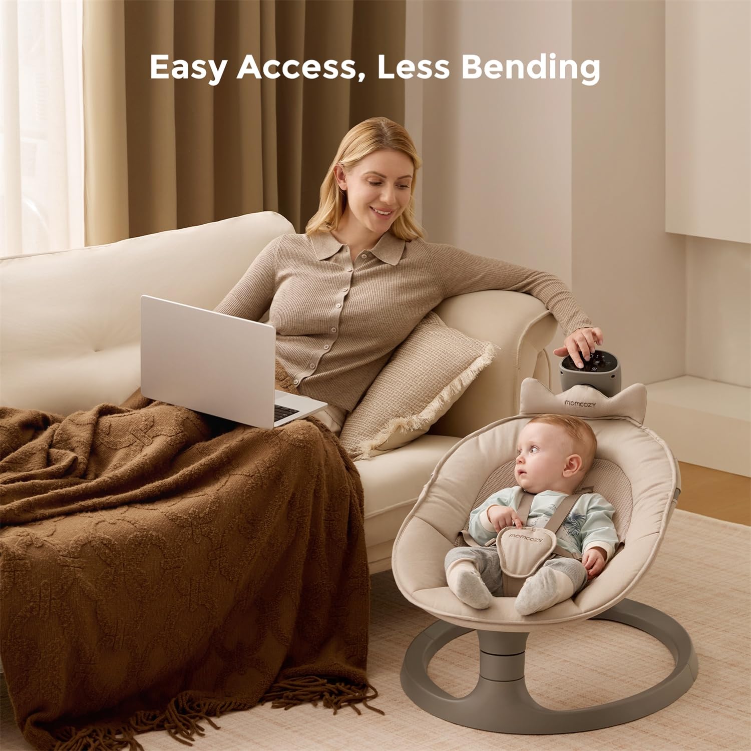 Momcozy height-adjustable stand for easy access and visibility