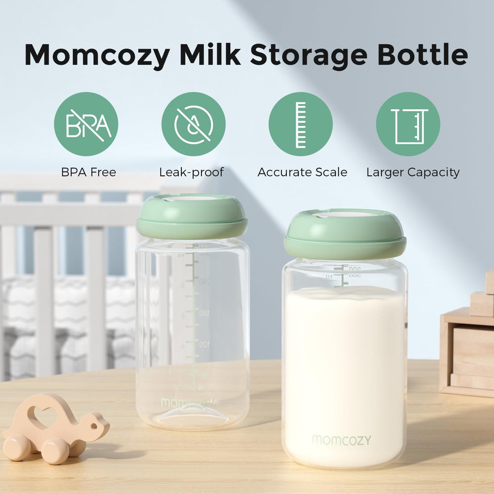 Momcozy 11 oz bottle provides extended feeding time with fewer refills.