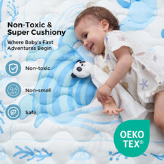 Momcozy Ocean Theam Play Mat shows 500gsm dense padding
