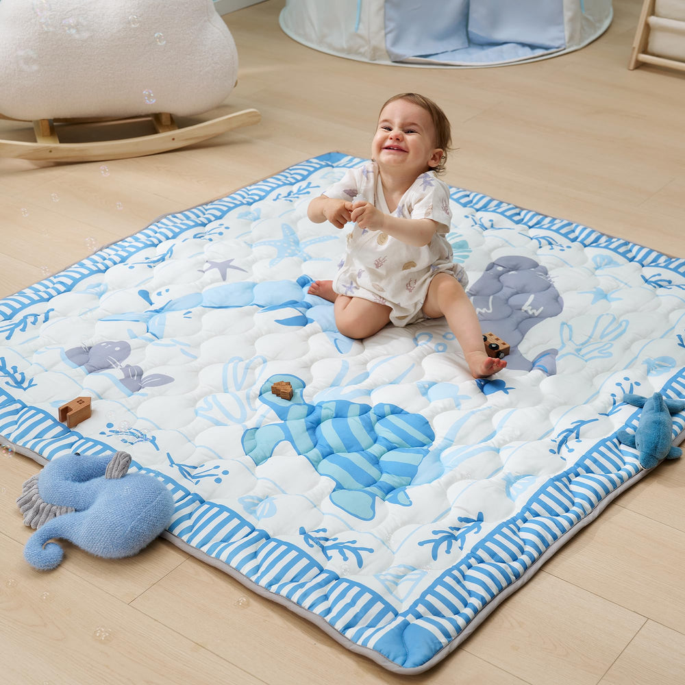 Momcozy Ocean Theam Play Mat ready for outdoor picnic use