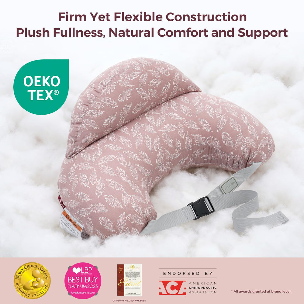 Adjustable waist strap on Momcozy pillow ensures a snug, customizable fit.