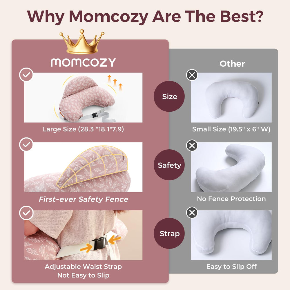 Hands-free feeding with Momcozy Original Nursing Pillow enables multitasking.