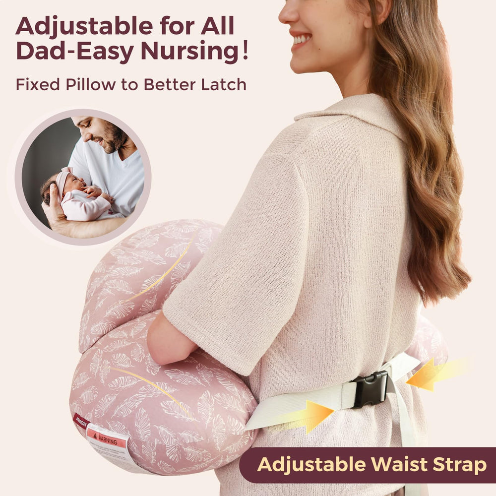 Multi-stage use for feeding, propping, tummy time with Momcozy pillow.