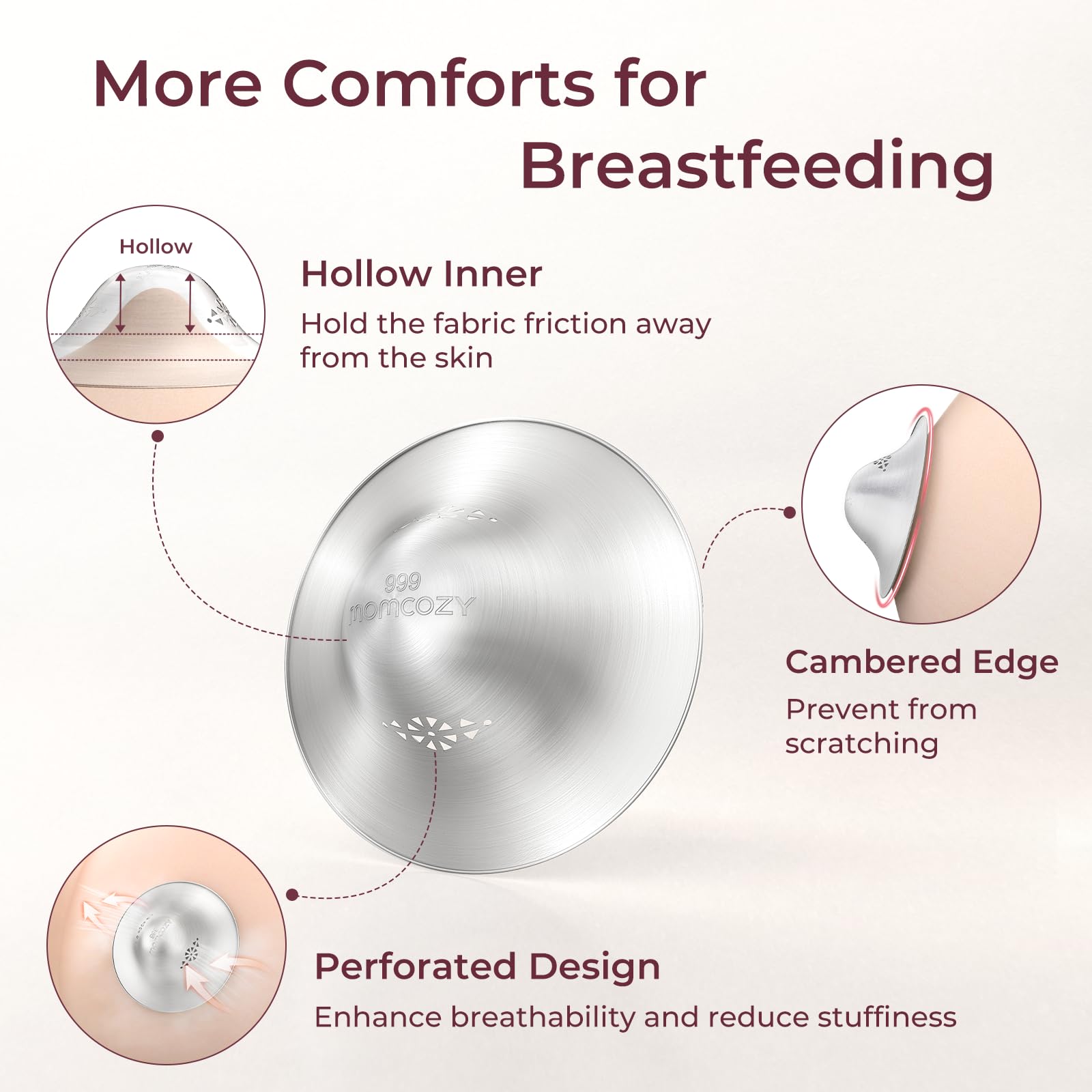 Momcozy perforated design on the surface improves breathability during wear.