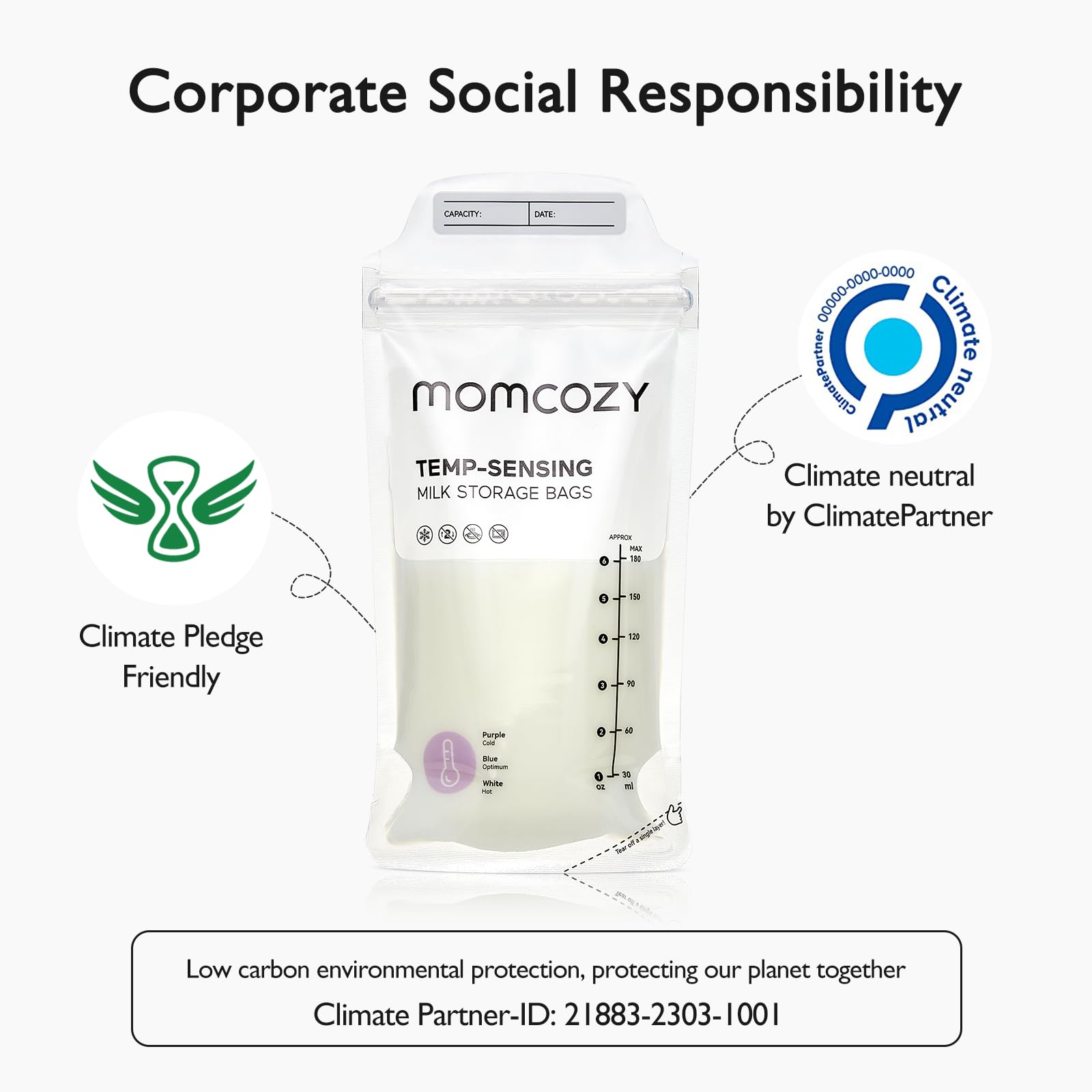 Momcozy pour-and-seal action enables quick, confident sealing.
