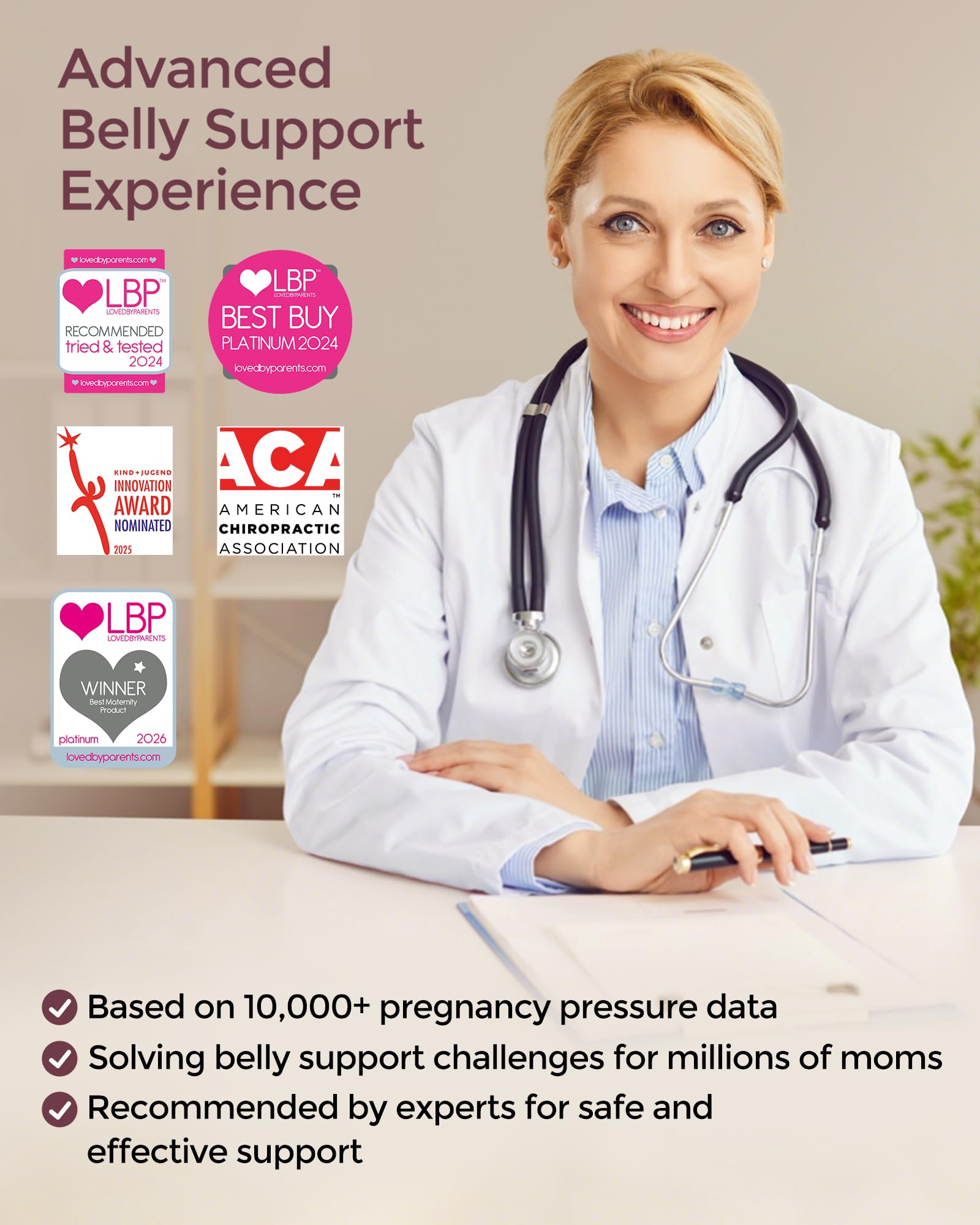 Momcozy pregnancy belly band self-gripping closure for quick secure fit