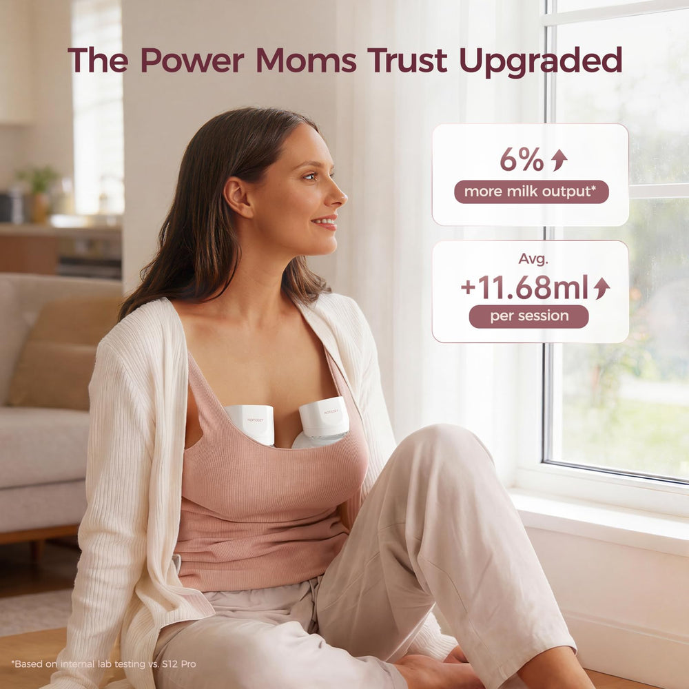 Momcozy S12 Pro doublefit hybrid flange for a secure, leak-free seal during expression