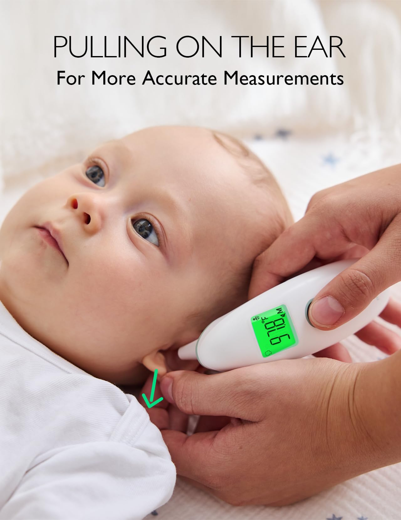 Momcozy thermometer in child mode provides safer readings for infants 0-3.