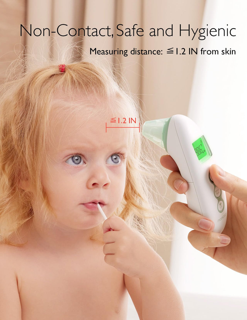 Momcozy thermometer ear reading enables quick checks for children.