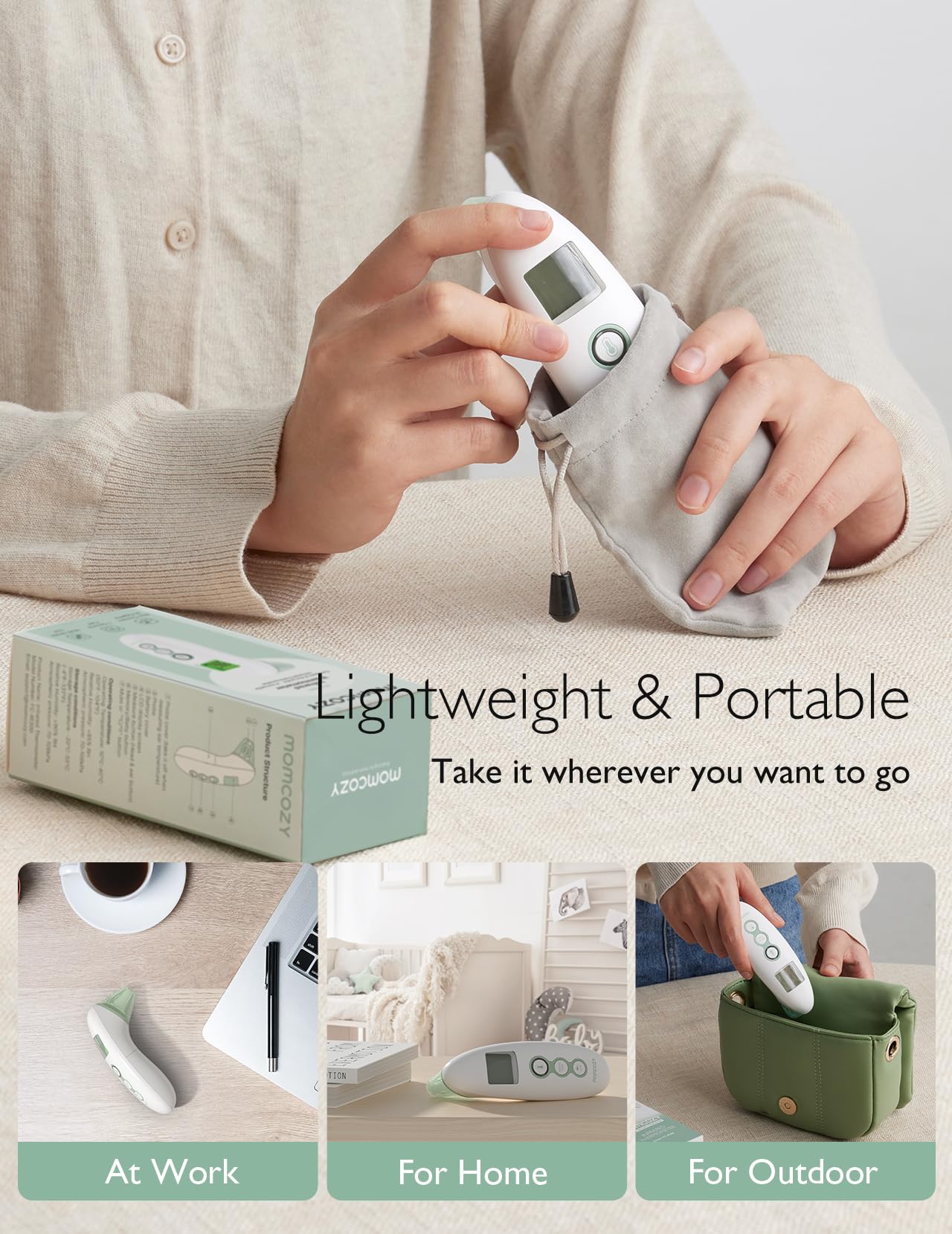 Momcozy memory and fever alarm help track readings over time.