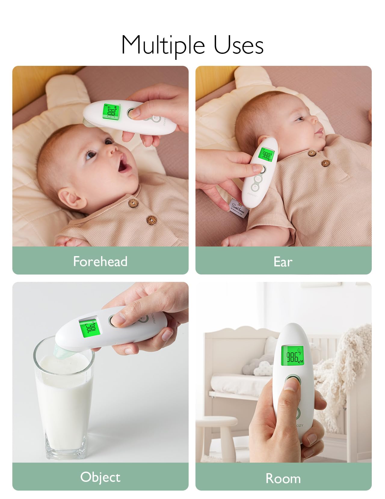 Momcozy room temperature mode reveals ambient readings.