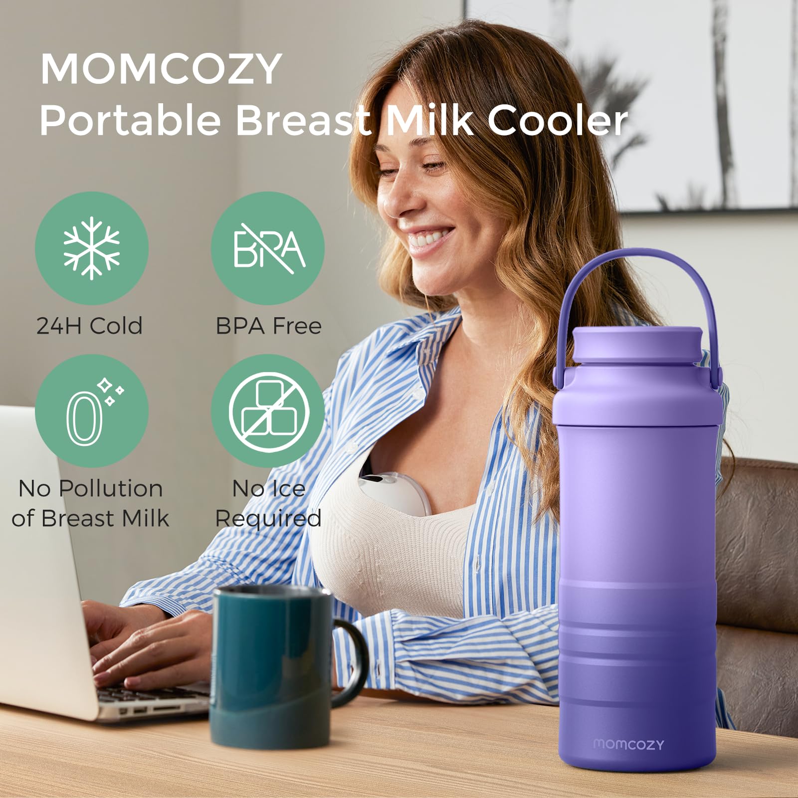 Momcozy two-bottle storage shows two bottles for separate pumping and feeding sessions