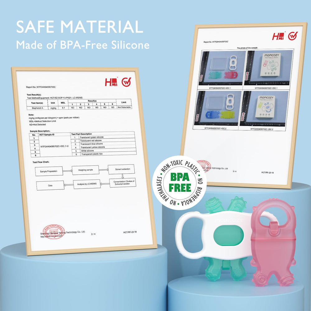 Momcozy two-pack teether offers versatile teething relief for growing babies.